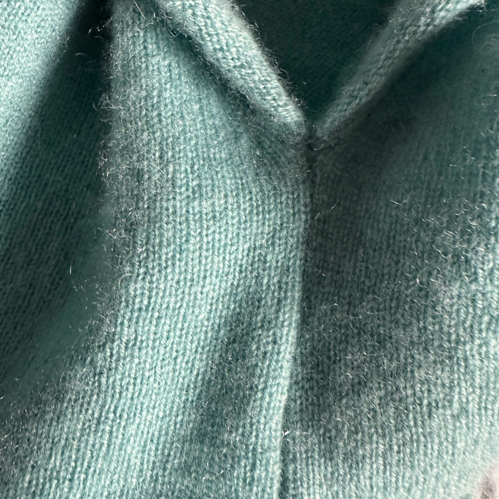 Cullen hi/lo  green cashmere sweater cowl neck M/L 100% poncho sweater - Picture 6 of 9